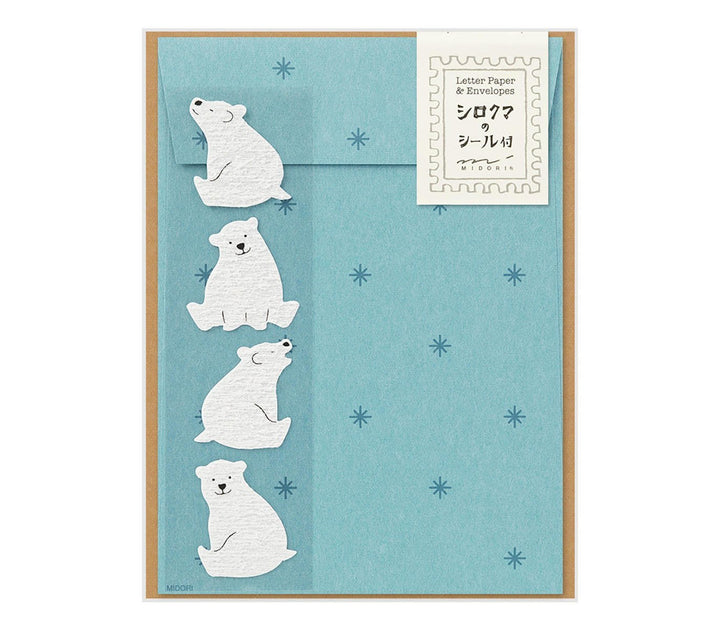 Midori Letter Set With Polar Bear Stickers — Midori letter set — premium stationery and lifestyle, at Cityluxe Singapore