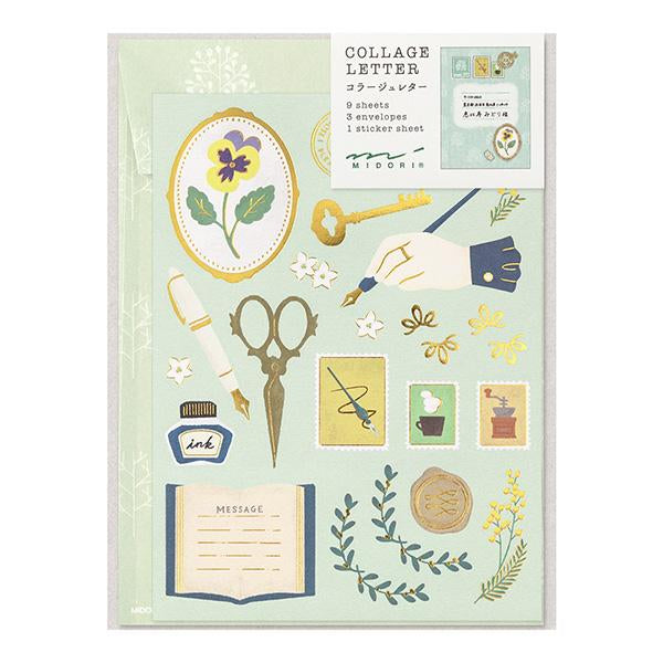 Load image into Gallery viewer, Midori Letter Set Collage - Stationery Pattern
