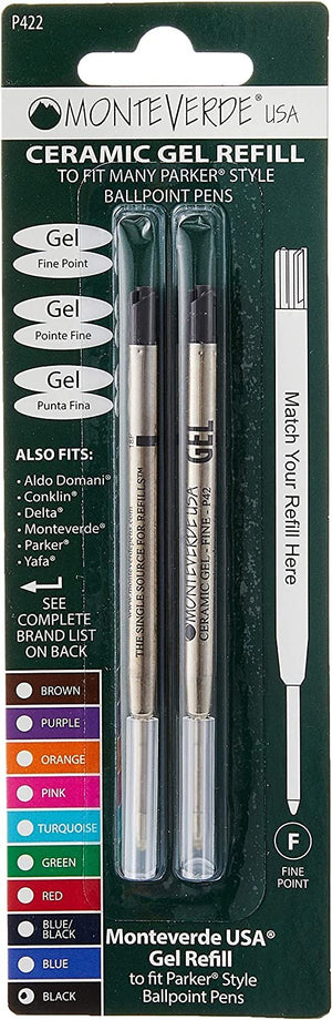 Monteverde Capless Gel Refill To Fit Parker Ballpoint Pen - Black, Fine (Pack of 2), Monteverde, Ballpoint Pen Refill, monteverde-capless-gel-refill-to-fit-parker-ballpoint-pen-black-fine-pack-of-2, ballpoint pen refill, Black, Fine, parker style bp refill, Cityluxe