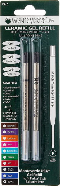 Load image into Gallery viewer, Monteverde Capless Gel Refill To Fit Parker Ballpoint Pen - Black, Fine (Pack of 2), Monteverde, Ballpoint Pen Refill, monteverde-capless-gel-refill-to-fit-parker-ballpoint-pen-black-fine-pack-of-2, ballpoint pen refill, Black, Fine, parker style bp refill, Cityluxe

