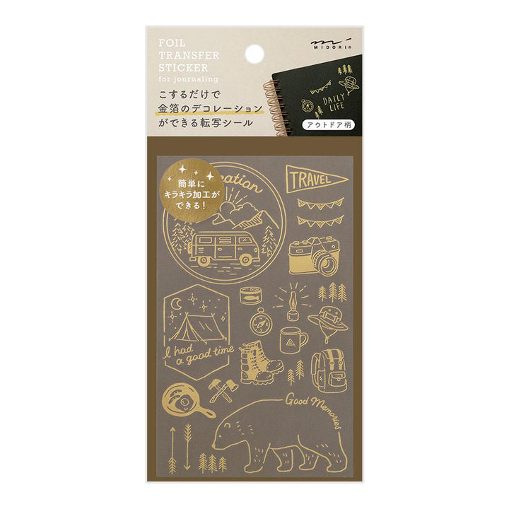 Midori Foil Transfer Sticker in Outdoor — Midori decorative sticker — for journaling, planners and scrapbooking, at Cityluxe Singapore