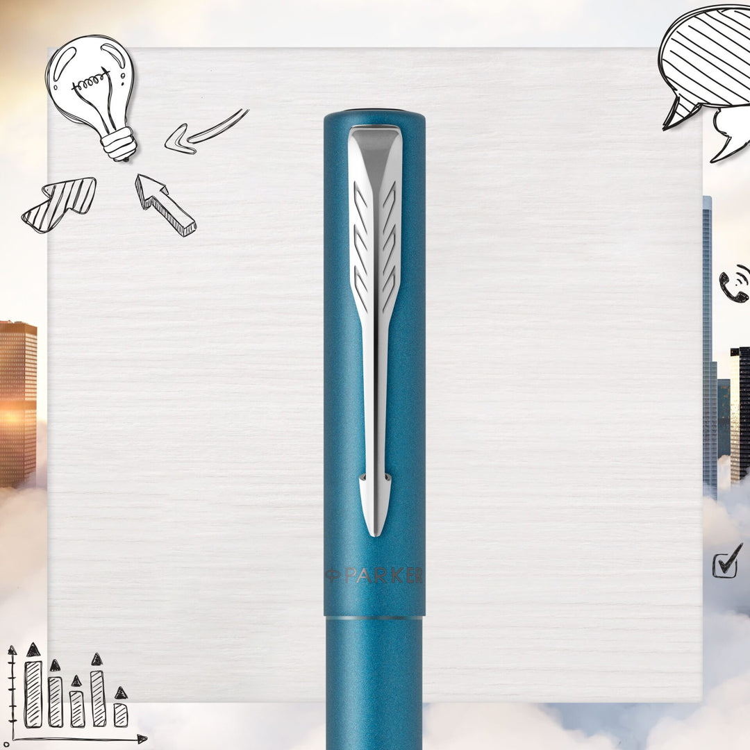 Parker Vector XL Rollerball Pen in Teal — Parker rollerball pen — fluid gel ink writing instrument, at Cityluxe Singapore