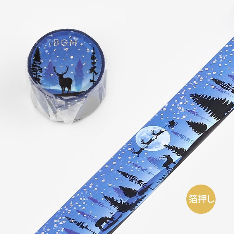 BGM Christmas Snowy Night Masking Tape, BGM, Washi Tape, bgm-christmas-snowy-night-masking-tape, Christmas, For Crafters, Masking Tape, New October, washi tape, Yellow, Cityluxe