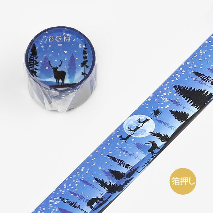 BGM Christmas Snowy Night Masking Tape — roll front