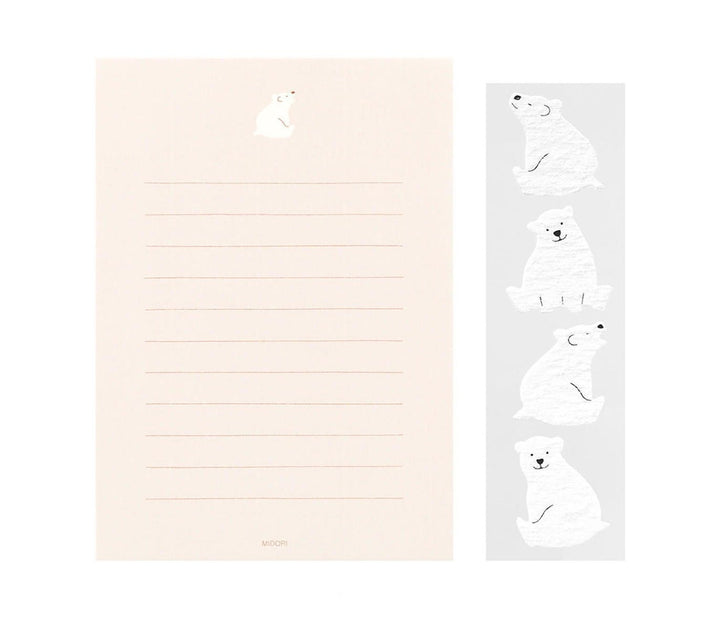 Midori Letter Set With Polar Bear Stickers — Midori letter set — premium stationery and lifestyle, at Cityluxe Singapore
