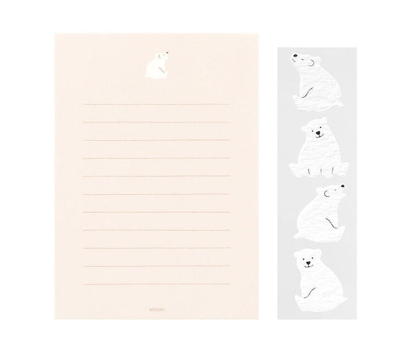 Load image into Gallery viewer, Midori Letter Set With Polar Bear Stickers
