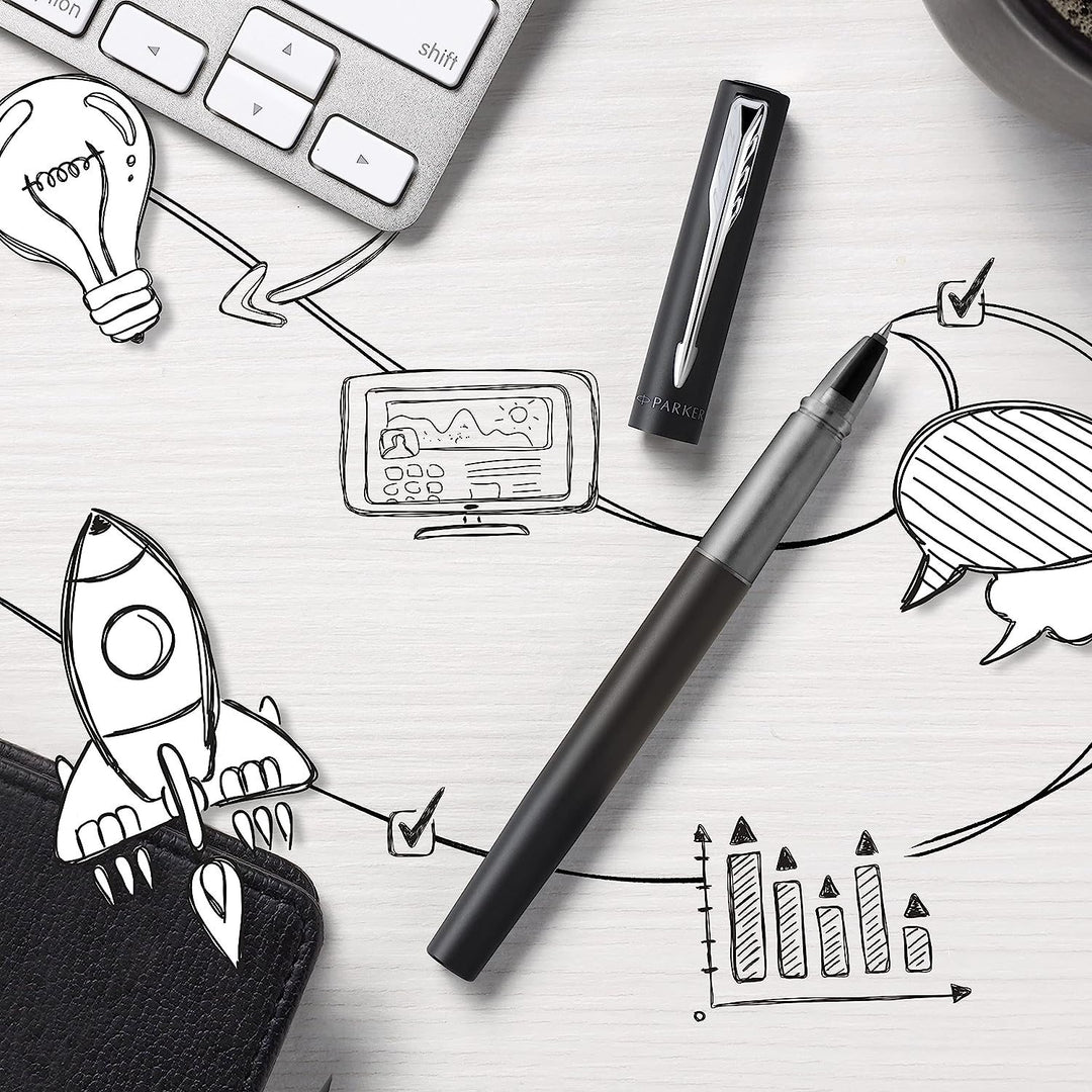 Parker Vector XL Rollerball Pen in Black — Parker rollerball pen — fluid gel ink writing instrument, at Cityluxe Singapore