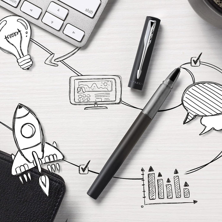 Parker Vector XL Rollerball Pen in Black — Parker rollerball pen — fluid gel ink writing instrument, at Cityluxe Singapore
