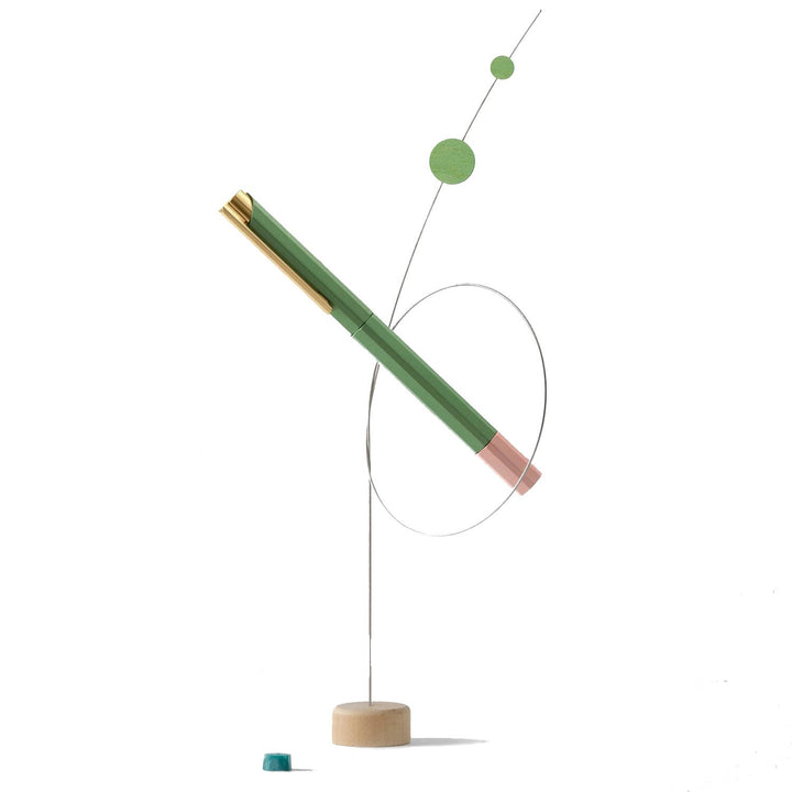 Ystudio Glamour Evolve-Bihex Rollerball Pen Absinthe — writing at an angle