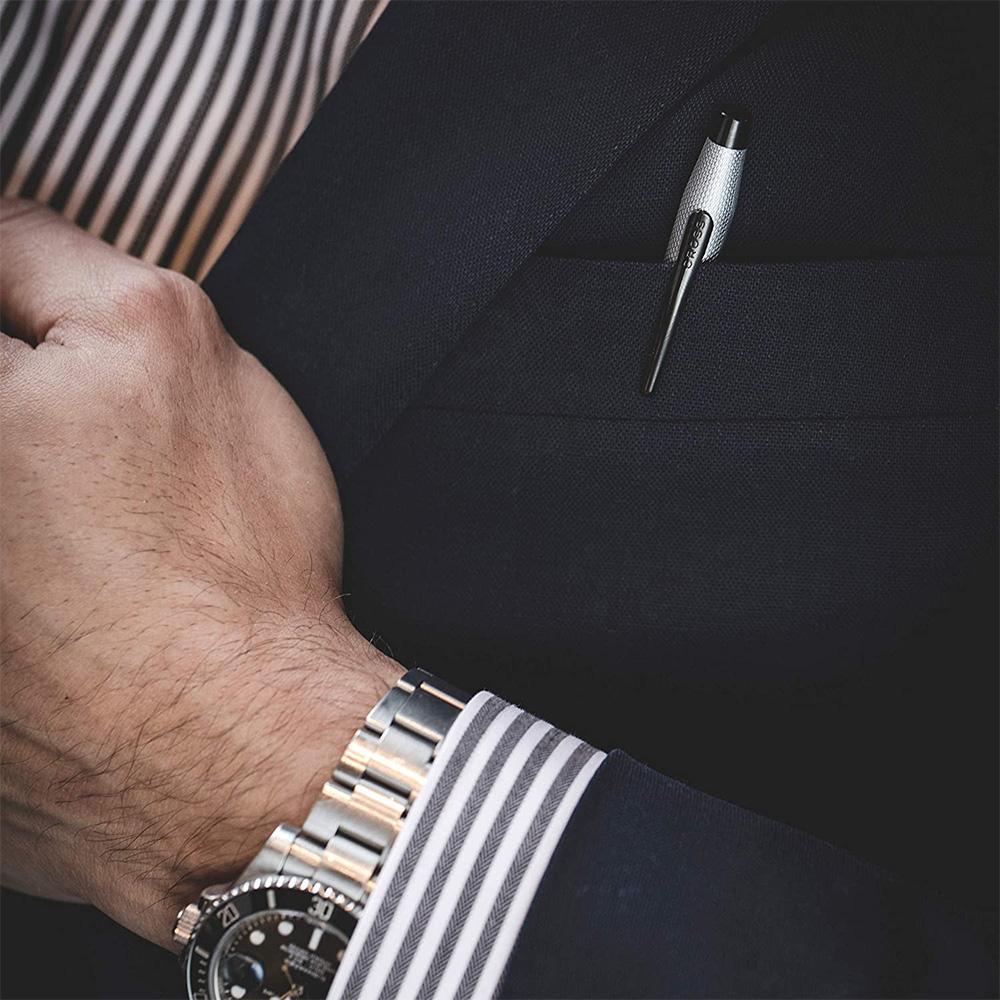 Cross Classic Century Brushed Chrome Ballpoint Pen — engraving example
