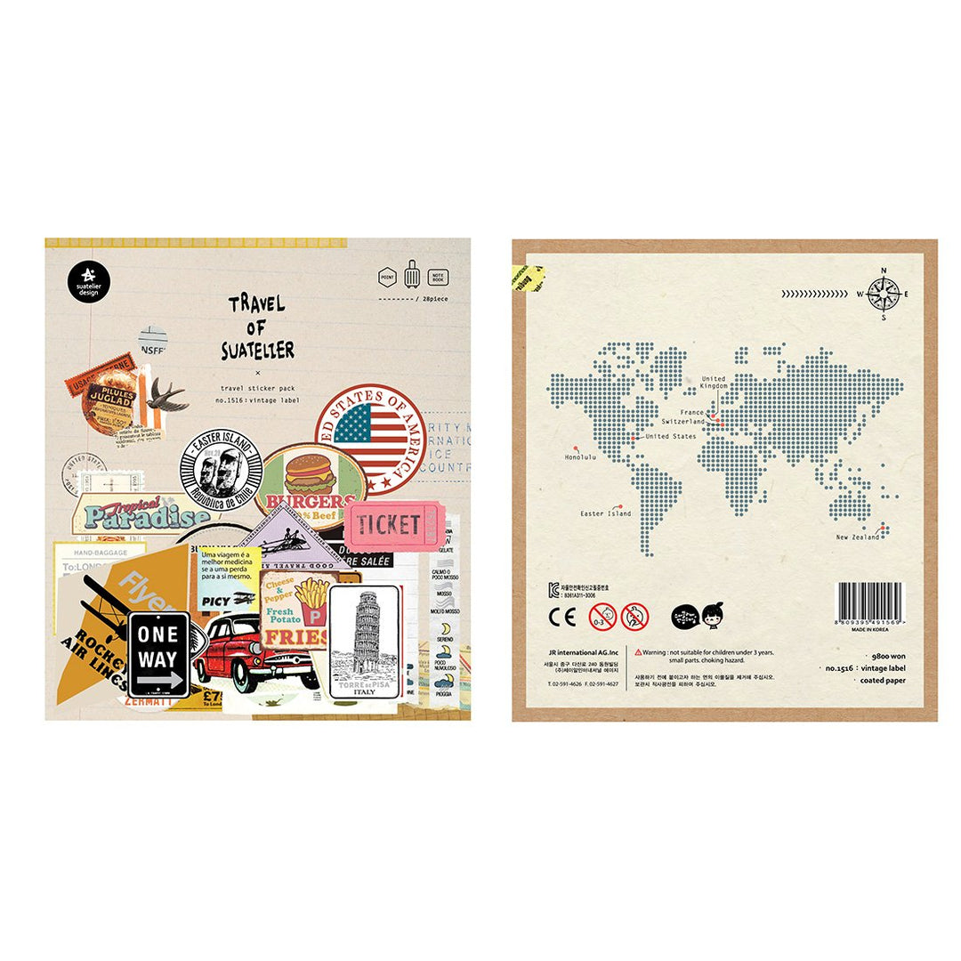 Suatelier Travel Luggage Sticker Pack - Vintage Label