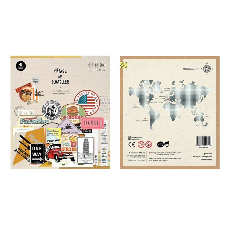 Suatelier Travel Luggage Sticker Pack - Vintage Label
