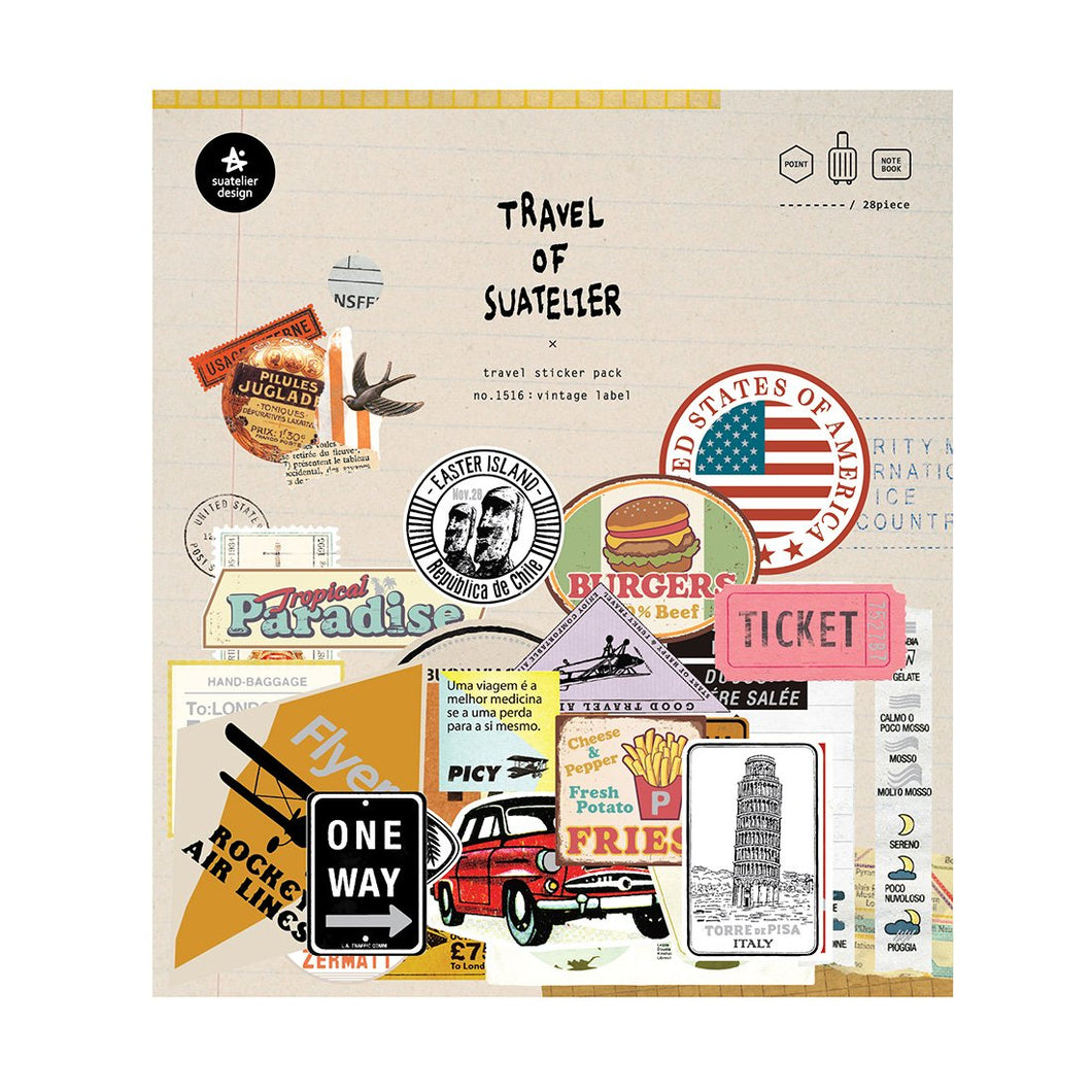 Suatelier Travel Luggage Sticker Pack - Vintage Label
