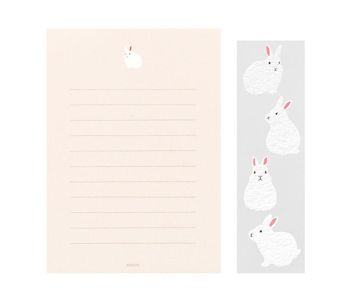 Midori Letter Set With Rabbit Stickers — with packaging