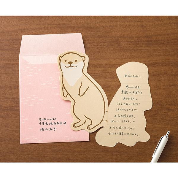 Midori Letter Set Die-Cut Animal in Otter Pattern — Midori letter set — premium stationery and lifestyle, at Cityluxe Singapore