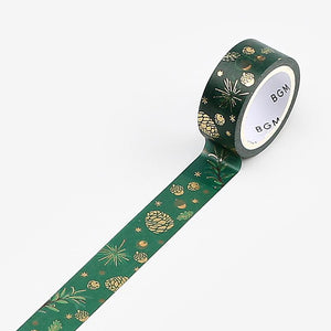 BGM Christmas Pine Cones Masking Tape, BGM, Washi Tape, bgm-christmas-pine-cones-masking-tape, Christmas, For Crafters, Green, Masking Tape, New October, washi tape, Cityluxe
