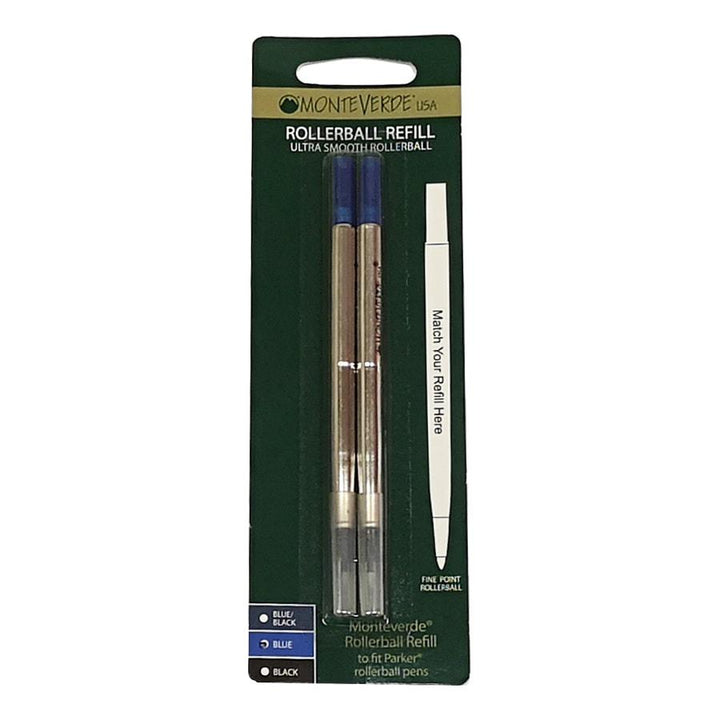 Monteverde Refill To Fit Parker Rollerball Pen, Pack of 2 — uncapped with cap posted