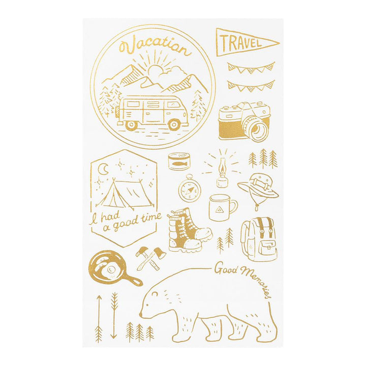 Midori Foil Transfer Sticker in Outdoor — Midori decorative sticker — for journaling, planners and scrapbooking, at Cityluxe Singapore