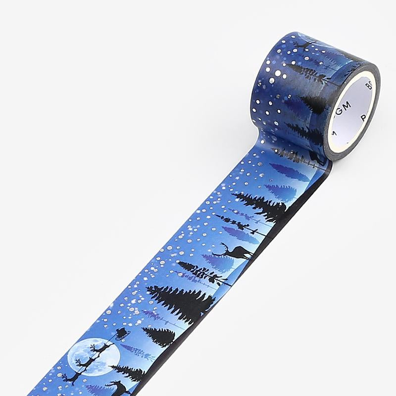 BGM Christmas Snowy Night Masking Tape — pattern detail