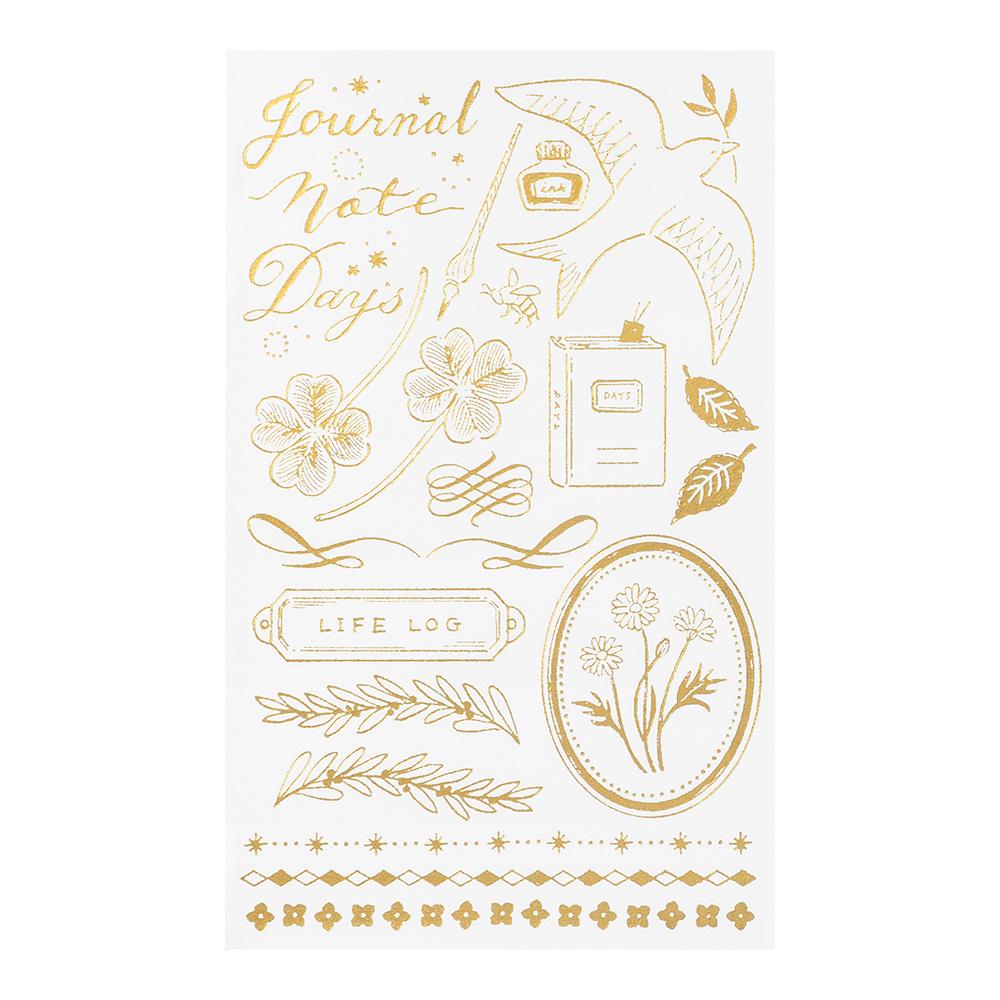 Midori Foil Transfer Sticker in Happy Motifs For Record — Midori decorative sticker — for journaling, planners and scrapbooking, at Cityluxe Singapore
