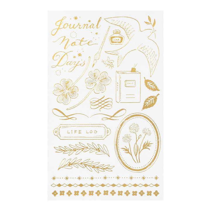 Midori Foil Transfer Sticker in Happy Motifs For Record — Midori decorative sticker — for journaling, planners and scrapbooking, at Cityluxe Singapore