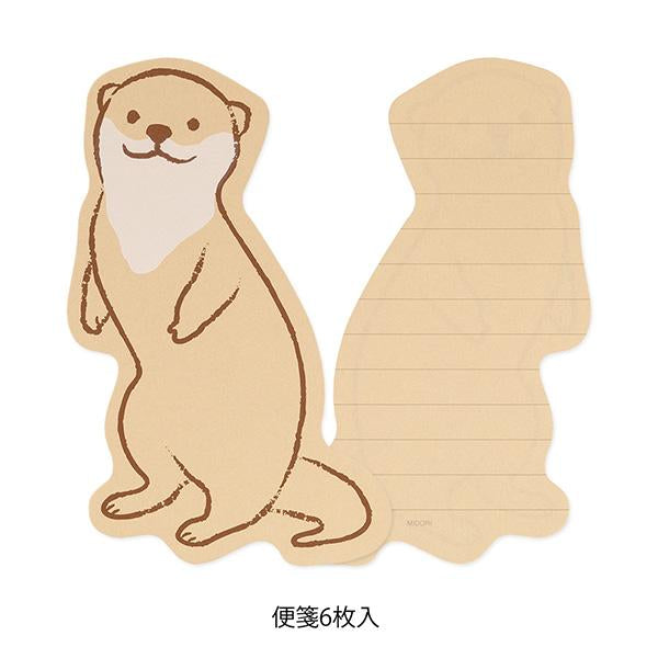 Load image into Gallery viewer, Midori Letter Set Die-Cut Animal - Otter Pattern
