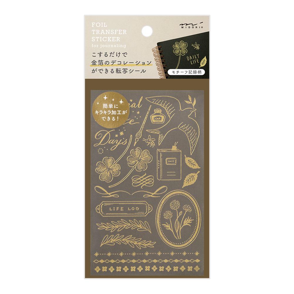 Midori Foil Transfer Sticker in Happy Motifs For Record — Midori decorative sticker — for journaling, planners and scrapbooking, at Cityluxe Singapore