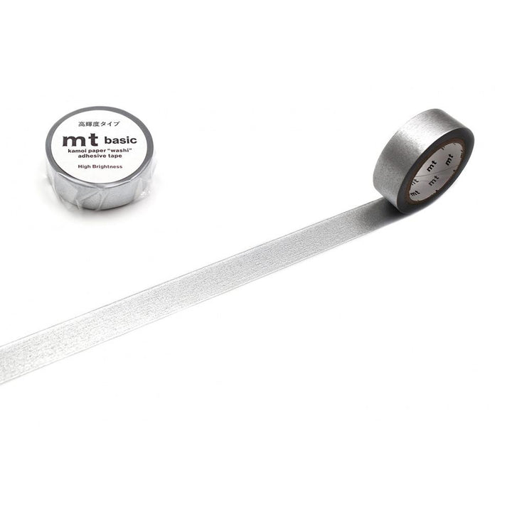 MT Basic Washi Tape High Brightness Silver 7m — roll front