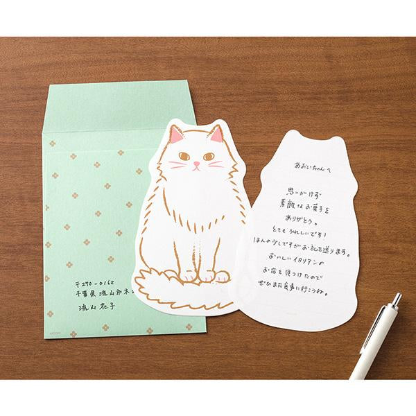 Midori Letter Set Die-Cut Animal - Cat Pattern — side view