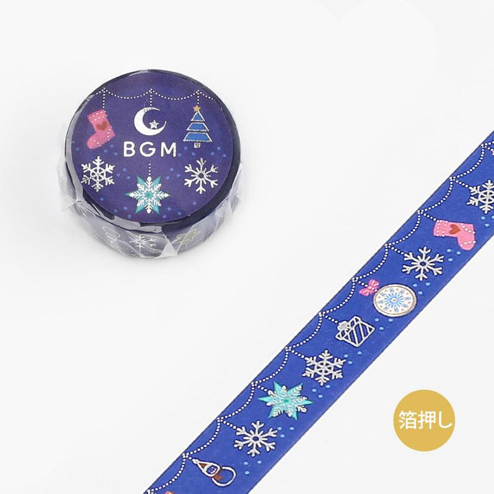 BGM Christmas Snow Ornaments Masking Tape — applied on surface