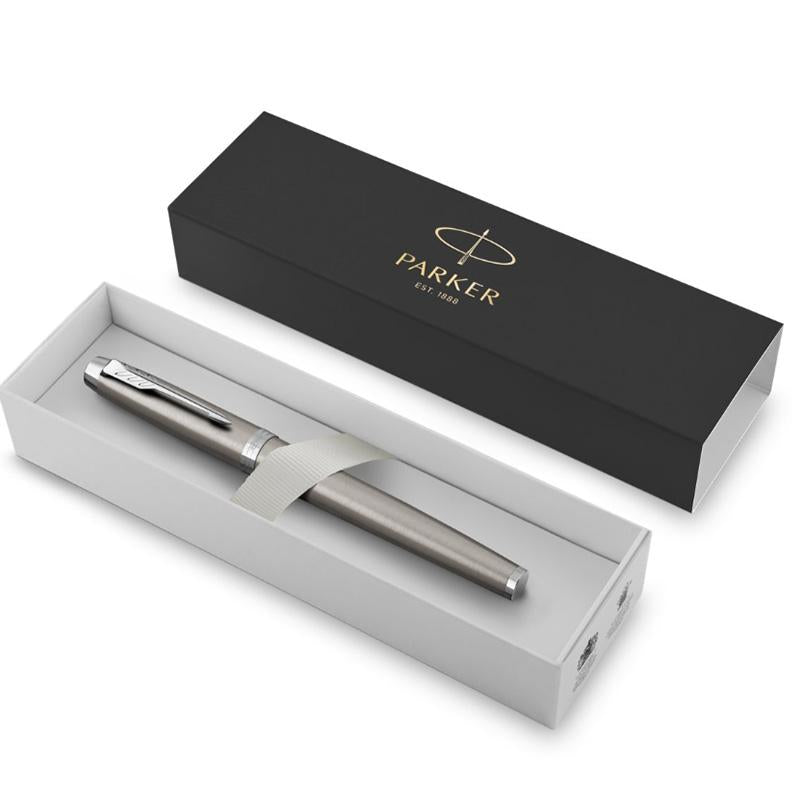 Parker IM Essential Stainless Steel CT Rollerball Pen — writing at an angle