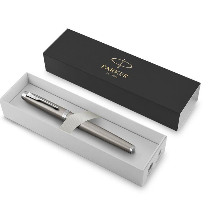 Parker IM Essential Stainless Steel CT Rollerball Pen — writing at an angle
