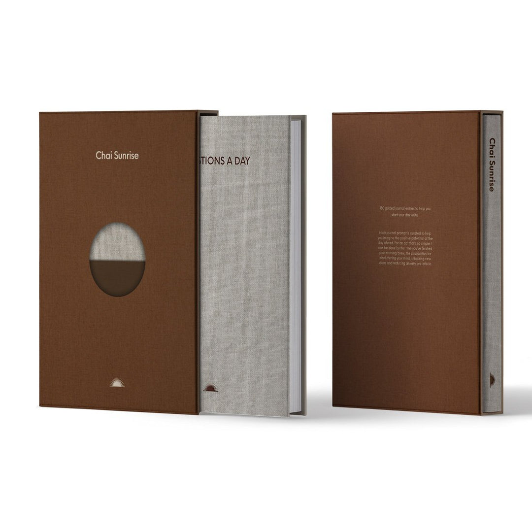 Chai Sunrise 3 Questions a Day Journal in Brown — Chai Sunrise notebook — quality writing journal with premium paper, at Cityluxe Singapore stationery store