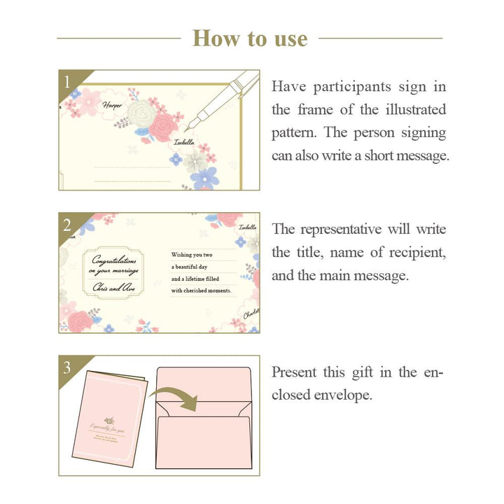 Midori Wreath Foldable Signature Board B6 With Envelope (For 10 People) — Midori signature board — premium stationery and lifestyle, at Cityluxe Singapore