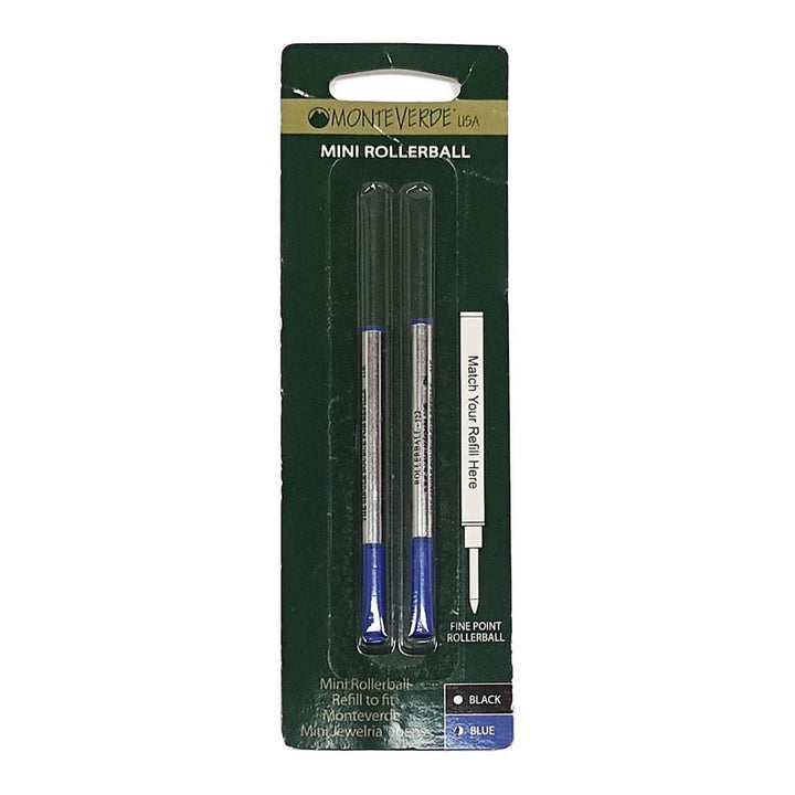 Monteverde Refill To Fit Monteverde Mini Jewelria Rollerball Pen, Pack of 2 — uncapped with cap posted