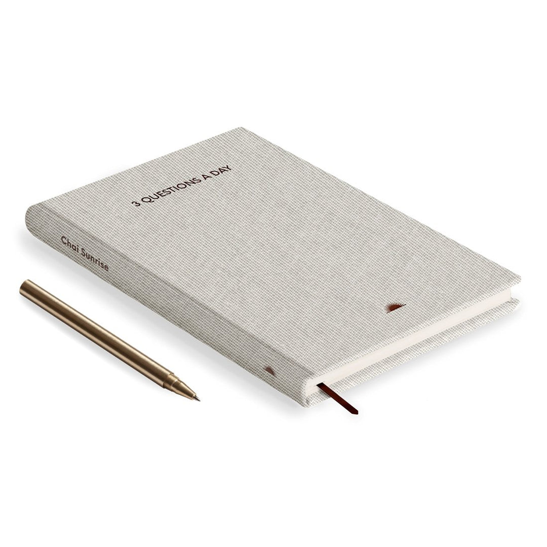 Chai Sunrise 3 Questions a Day Journal in Brown — Chai Sunrise notebook — quality writing journal with premium paper, at Cityluxe Singapore stationery store