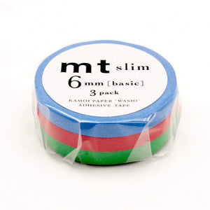 MT Slim 6mm Washi Tape Set H, MT Tape, Washi Tape, mt-slim-6mm-washi-tape-set-h, blue, For Crafters, Green, Red, washi tape, Cityluxe