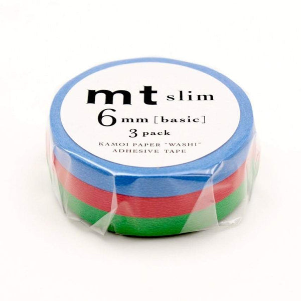 Load image into Gallery viewer, MT Slim 6mm Washi Tape Set H, MT Tape, Washi Tape, mt-slim-6mm-washi-tape-set-h, blue, For Crafters, Green, Red, washi tape, Cityluxe
