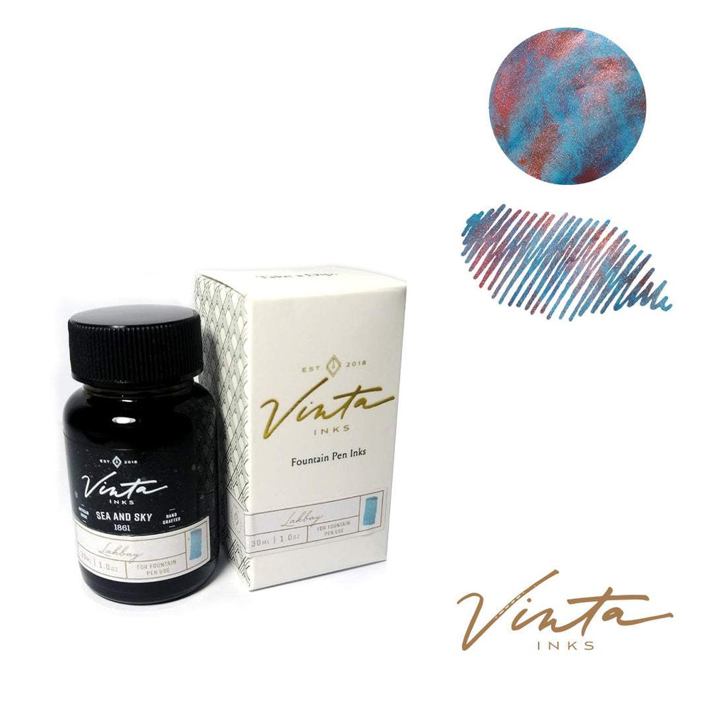 Vinta Inks 30ml Ink Bottle Sea and Sky (Lakbay 1861), Vinta Inks, Ink Bottle, vinta-inks-30ml-ink-bottle-sea-and-sky-lakbay-1861, Blue, Fairytale, Inktober22, Red, shimmering, Cityluxe