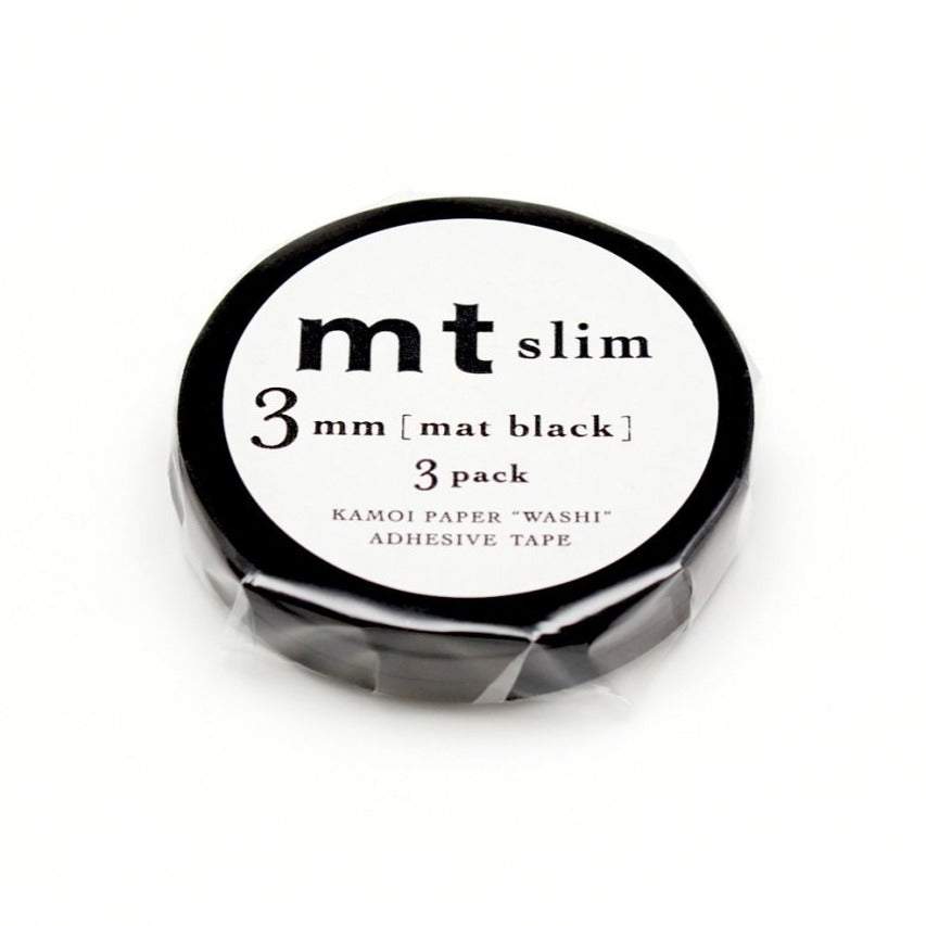 MT Slim 3mm Washi Tape Set Matte Black (7m), MT Tape, Washi Tape, mt-slim-3mm-washi-tape-set-matte-black-7m, For Crafters, Monochrome, washi tape, Cityluxe
