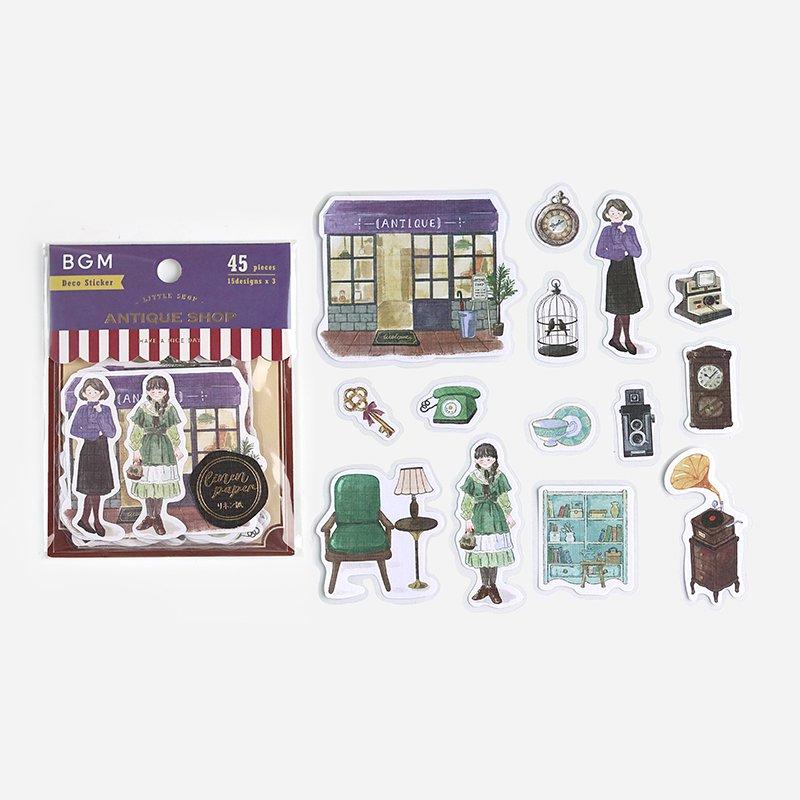 BGM Little Shop Antique Linen Sticker — side view