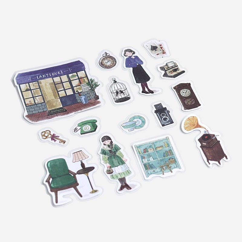 BGM Little Shop Antique Linen Sticker — with packaging
