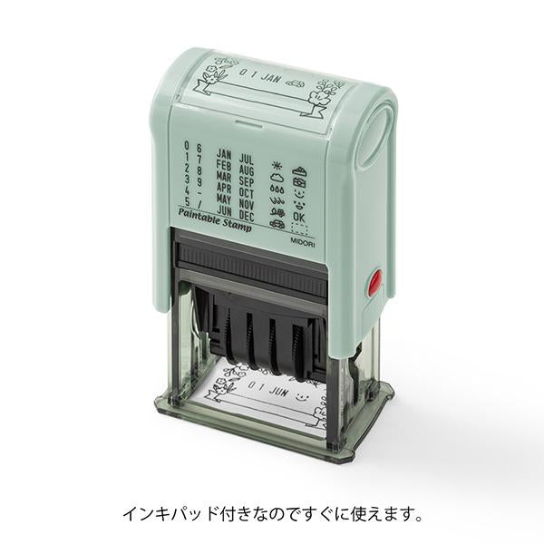 Midori Paintable Rotating Date Stamp Flowers — detail view
