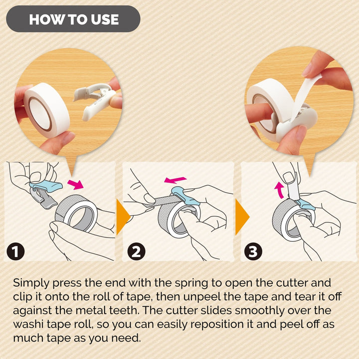 Kokuyo Karu Cut Tape Cutter Clip-Type (10-15mm) Blue — pattern detail