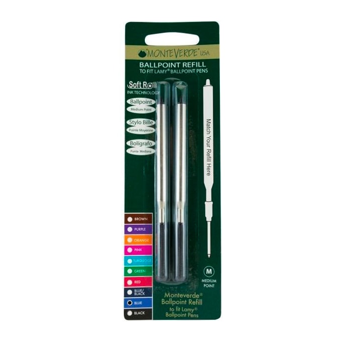 Monteverde Soft Roll Ballpoint Refill To Fit Lamy Ballpoint Pen Blue — capped