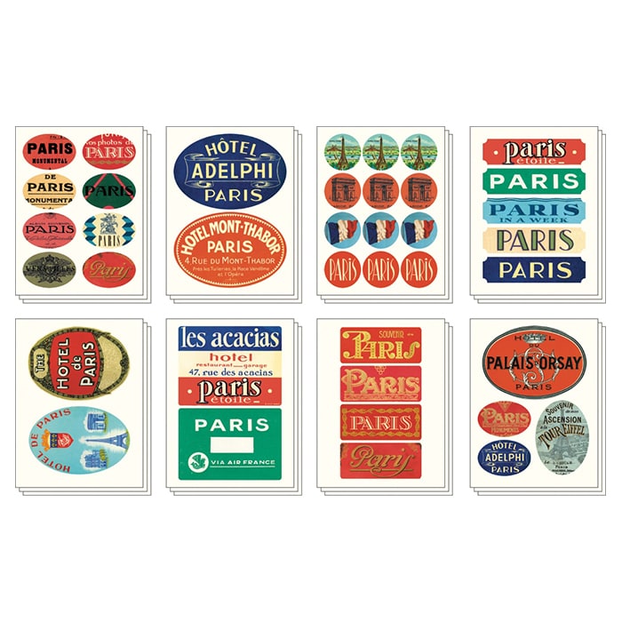 Cavallini Tin Of Labels Paris Sticker — side view