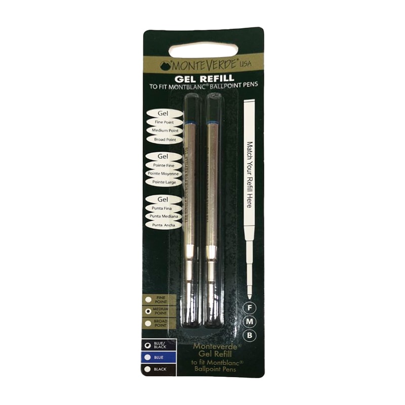 Monteverde Capless Gel Refill To Fit Montblanc Ballpoint Pen (Medium) Blue Black, Monteverde, Ballpoint Pen Refill, monteverde-capless-gel-refill-to-fit-montblanc-ballpoint-pen-medium-blue-black, Blue, Ink &amp; Refill, M4, Monteverde, Monteverde Refill, Cityluxe