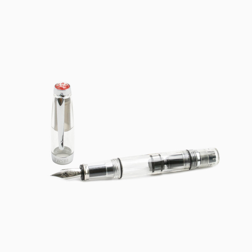 TWSBI Diamond Mini Fountain Pen Clear — flat lay