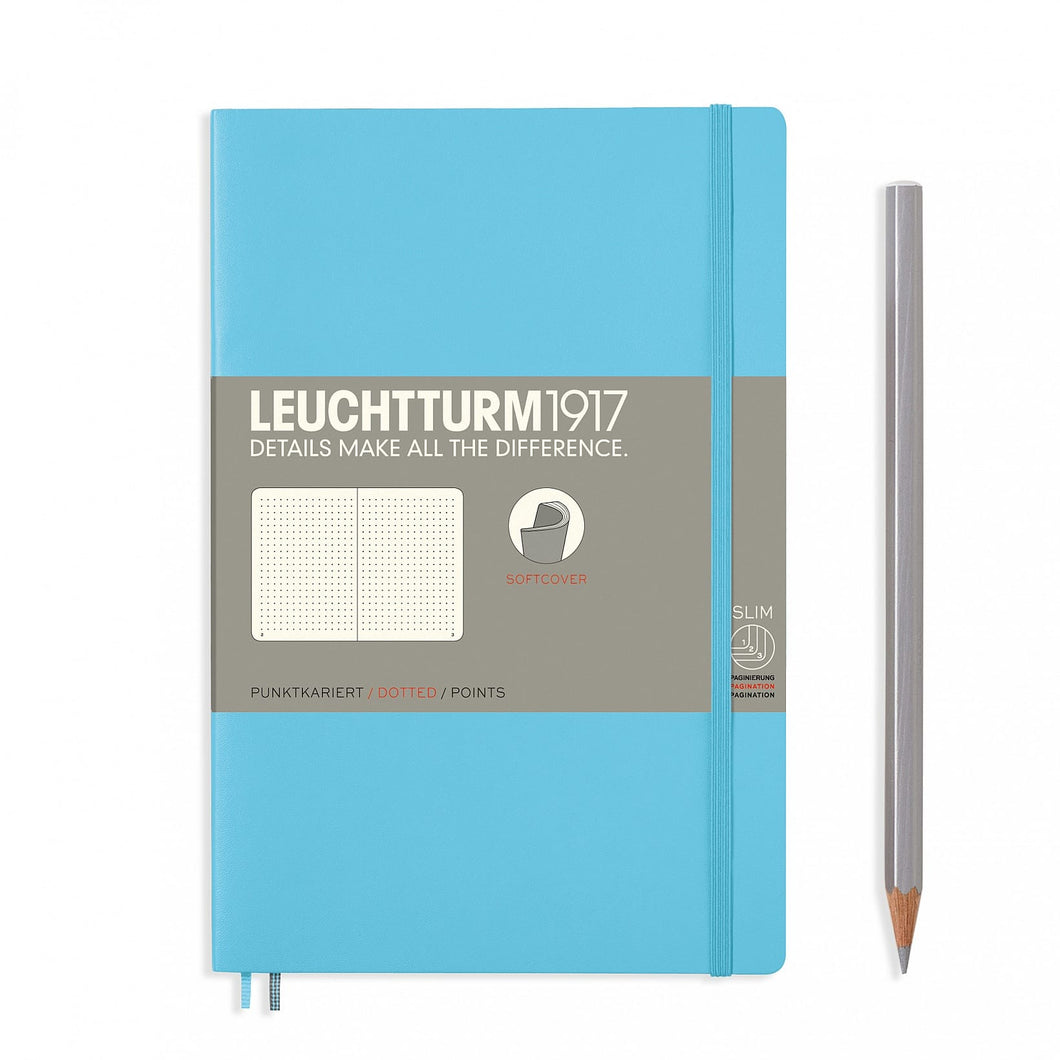 Leuchtturm1917 Softcover B6 Notebook Ice Blue - Dotted, Leuchtturm1917, Notebook, leuchtturm1917-softcover-b6-notebook-ice-blue-dotted, Blue, Bullet Journalist, discontinued, Dotted, Leuchtturm1917, notebook emboss, Cityluxe