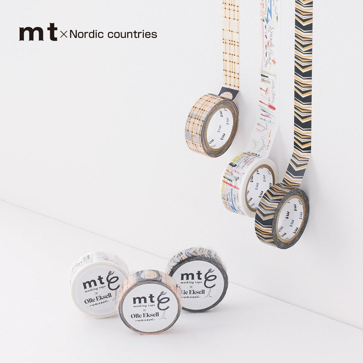 MT x Olle Eksell Washi Tape Crossed Lines — applied on surface